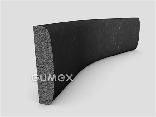 Mikroporézní profil tvaru "D", 50x12/R5mm, hustota 500kg/m3, EPDM, -30°C/+80°C, černý